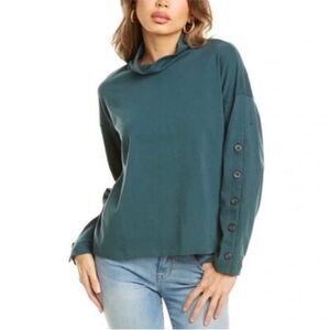 Madewell Mock Neck Knit Button Arms Sweater Women’s Large Teal